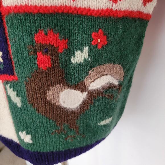 Vintage Women Novelty Twee Shetland Wool Sweater Granny Country Patchwork Large - Picture 8 of 13